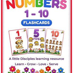 Number Flashcards with number words & Bible Verse